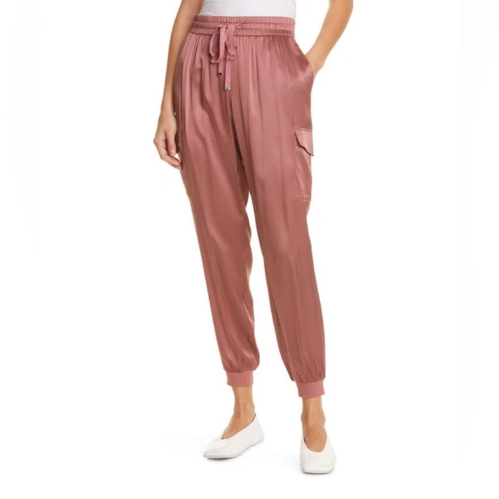 Cami NYC Zoe Stretch Silk-Satin Track Pants In Acorn Size Medium New